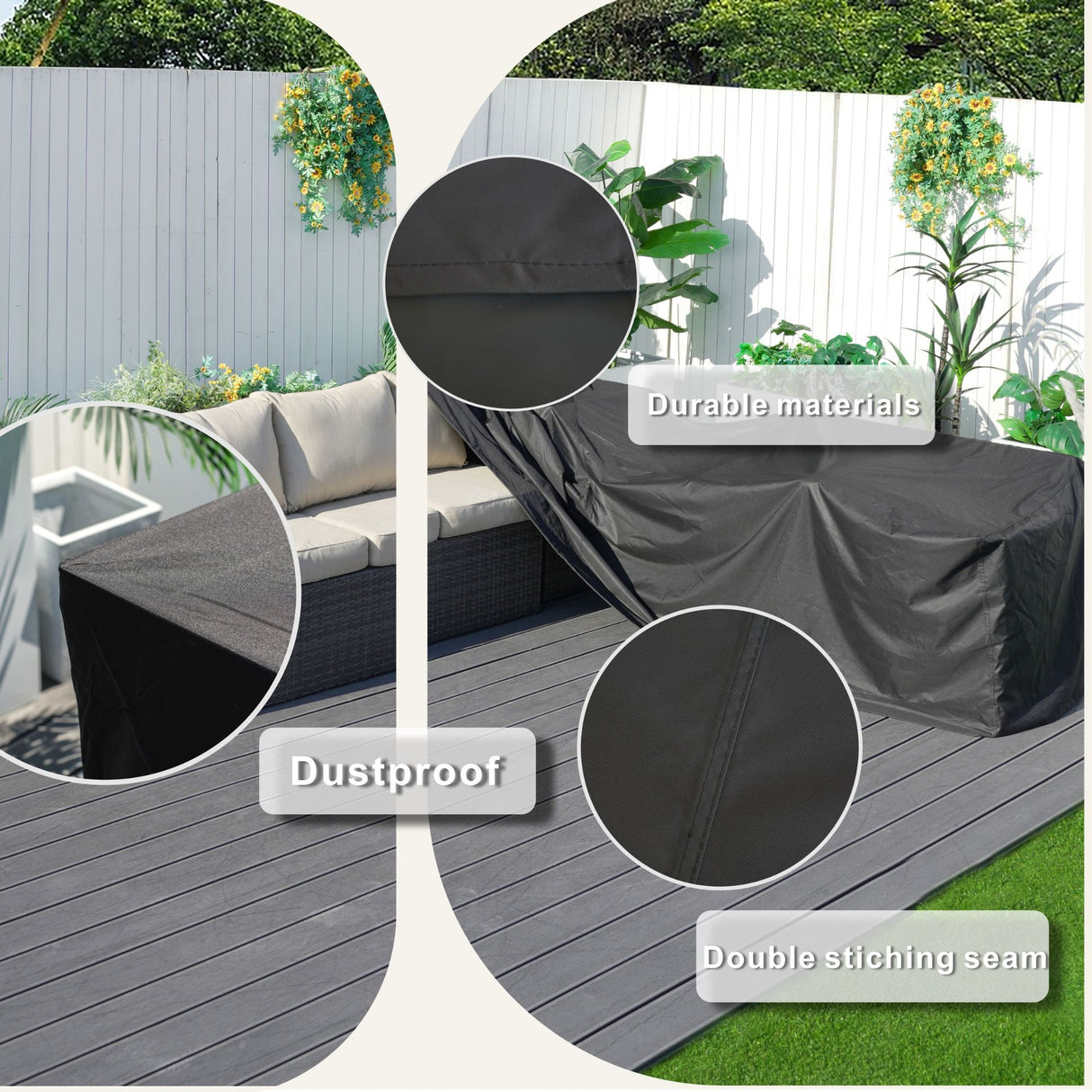 L Shaped Corner Patio Set Cover - Medium - 215cm X 85cm