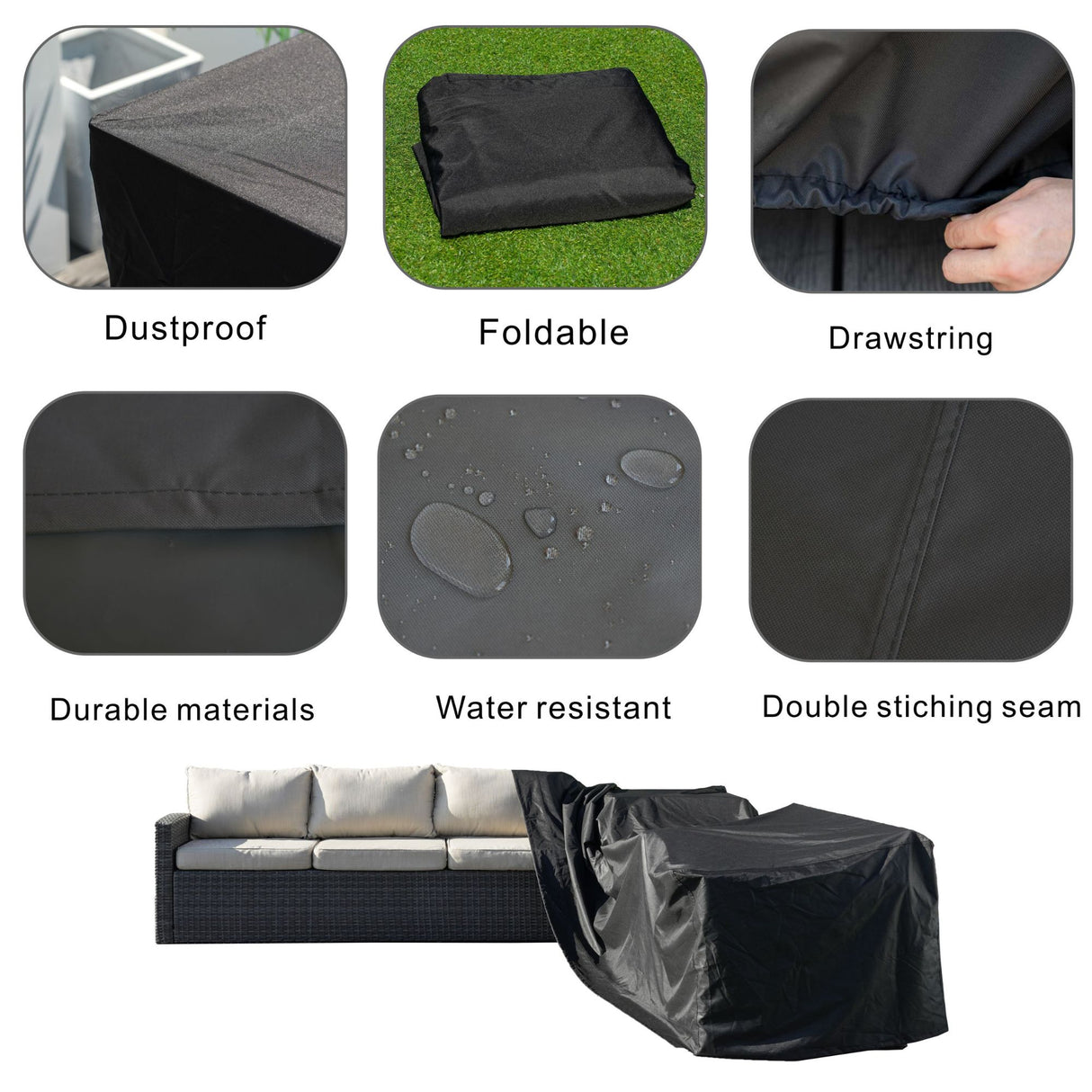 L Shaped Corner Patio Set Cover - Medium - 215cm X 85cm