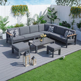 Mimo Arve 5 SEATER MODULAR ALUMINIUM OUTDOOR CORNER SOFA SET WITH COFFEE TABLE
