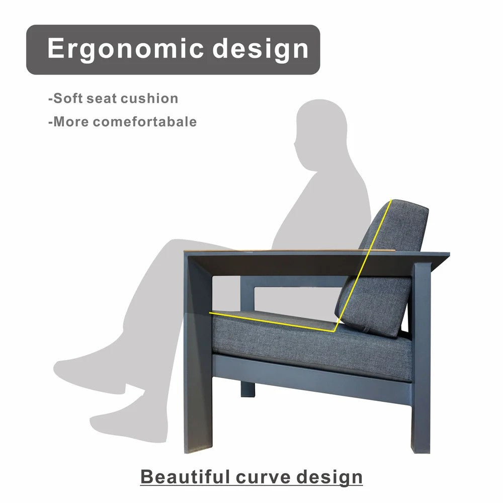 Mimo Arve 5 SEATER MODULAR ALUMINIUM OUTDOOR CORNER SOFA SET WITH COFFEE TABLE