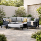 Mimo Aurel 9 Seater Aluminium Modular L Shaped Outdoor Corner Sofa Set
