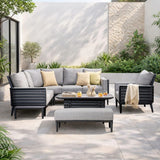 Mimo Aurel 9 Seater Aluminium Modular L Shaped Outdoor Corner Sofa Set