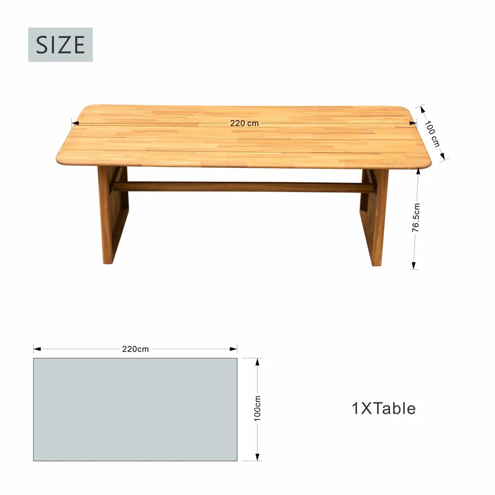 Mimo Caven Solid Wood Outdoor Dining Set 2.2m Table