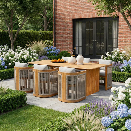 Caven Solid Wood Outdoor Dining Set 2.2m Table