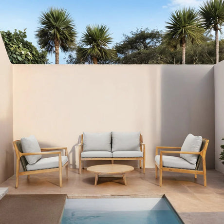 Solara 4 Seater Wood Outdoor Sofa Set 4 Piece
