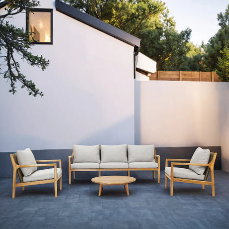 Solara 5 Seater Wood Outdoor Sofa Set 4 Piece