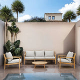 Mimo Solara 5 Seater Wood Outdoor Sofa Set 4 Piece