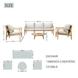 Mimo Solara 5 Seater Wood Outdoor Sofa Set 4 Piece