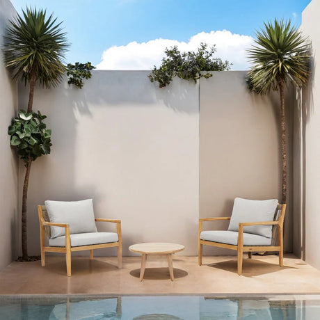 Solara Wood Outdoor Bistro Sofa Set 3 Pieces