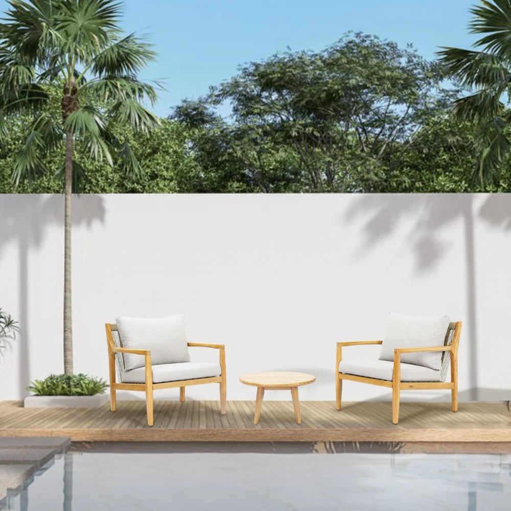 Mimo Solara Wood Outdoor Bistro Sofa Set 3 Pieces