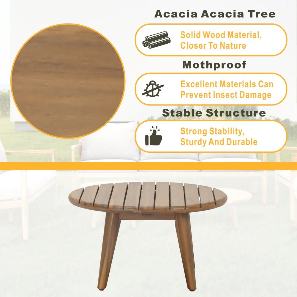 Mimo Solara Wood Outdoor Bistro Sofa Set 3 Pieces