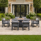 Mimo Talara 7 Piece Outdoor Dining Fire pit Set