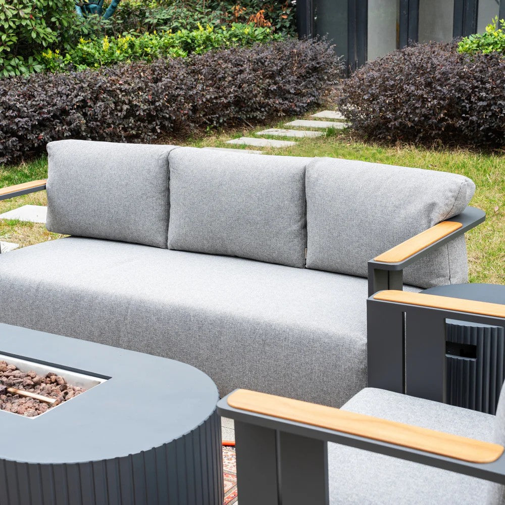Varel 4 Piece 3 seater Sofa Set Lyrin Fire Pit Table