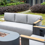 Varel 4 Piece 3 seater Sofa Set Lyrin Fire Pit Table