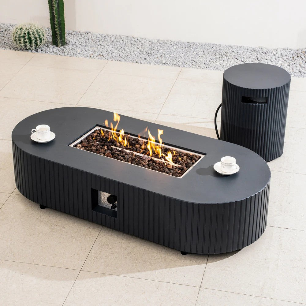 Varel 4 Piece 2 Seater Sofa Set Lyrin Fire Pit Table