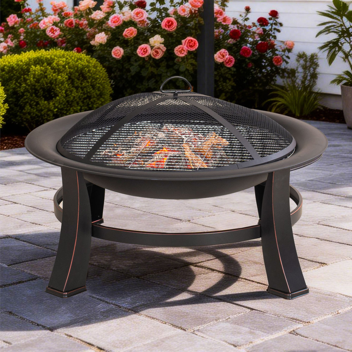 Outdoor Metal Firepit - Black