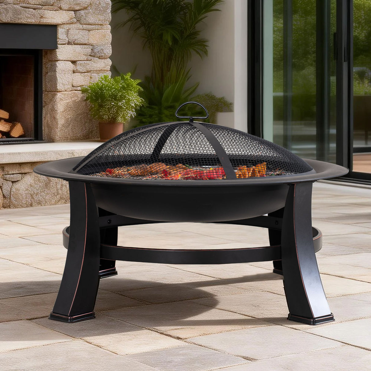 Outdoor Metal Firepit - Black
