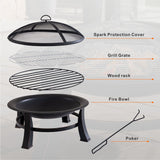 Outdoor Metal Firepit - Black