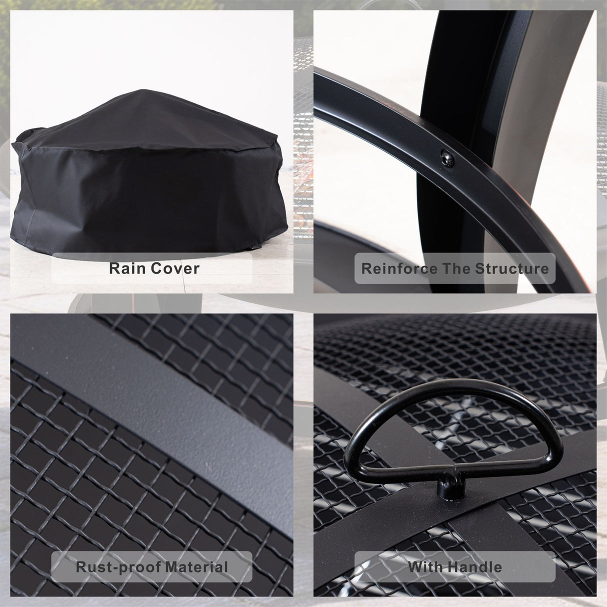 Outdoor Metal Firepit - Black