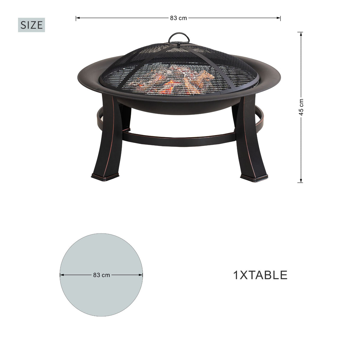 Outdoor Metal Firepit - Black