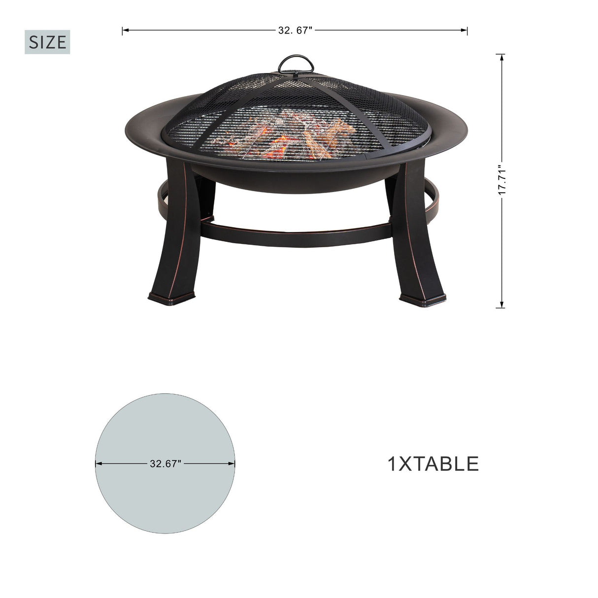 Outdoor Metal Firepit - Black