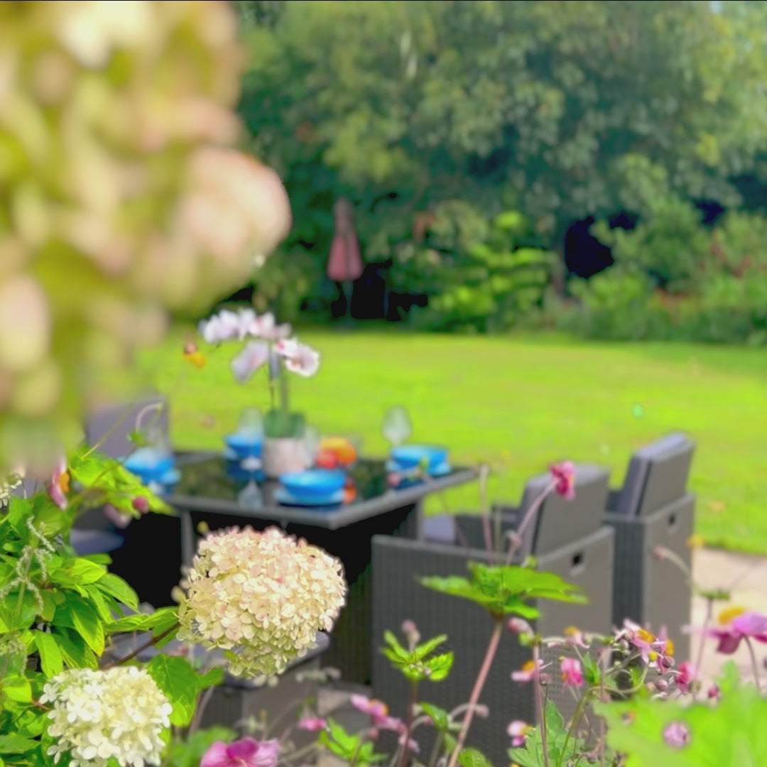 9 Piece Rattan Cube Dining Set - Grey