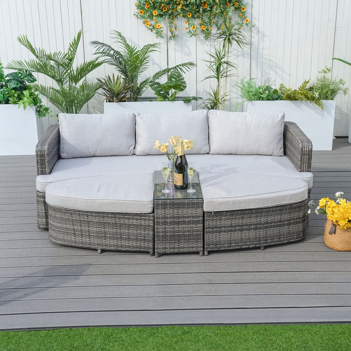 Rattan Outdoor Daybed With Coffee Table