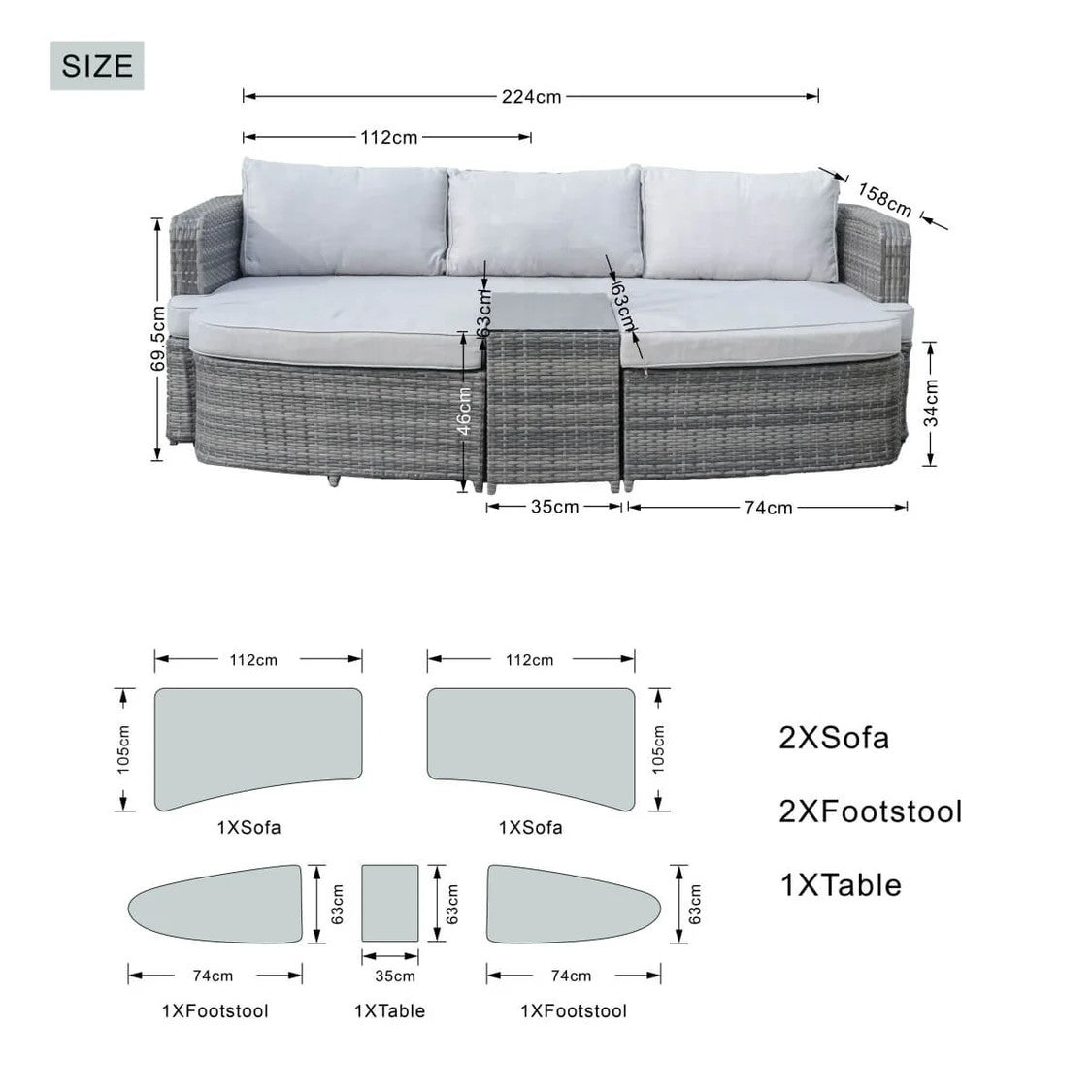 Rattan Outdoor Daybed With Coffee Table