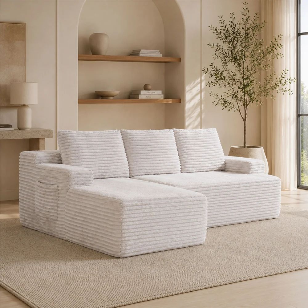 Softly Compressed Modular Sofa with Right Chaise