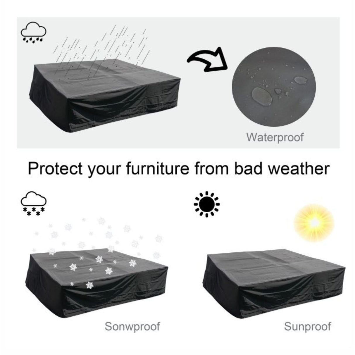 Square Garden Furniture Cover - Large - 270cm X 270cm