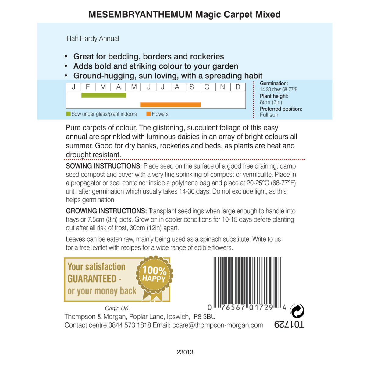 Thompson & Morgan - Mesembryanthemum Magic Carpet Mixed Seeds