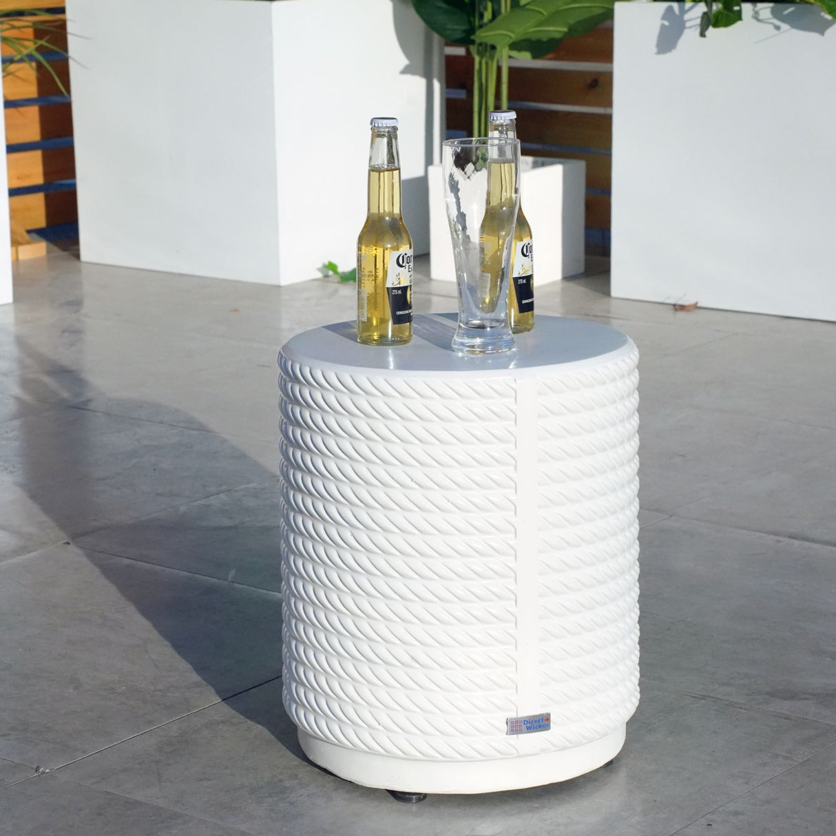 Outdoor Patio Side Table - White