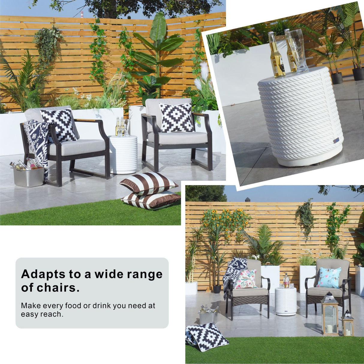 Outdoor Patio Side Table - White