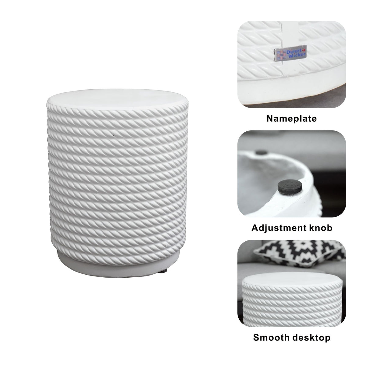 Outdoor Patio Side Table - White