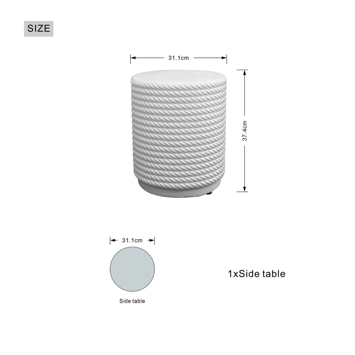 Outdoor Patio Side Table - White