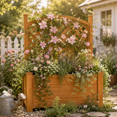 Winawood Large Rectangular Planter with Trellis - New Teak
