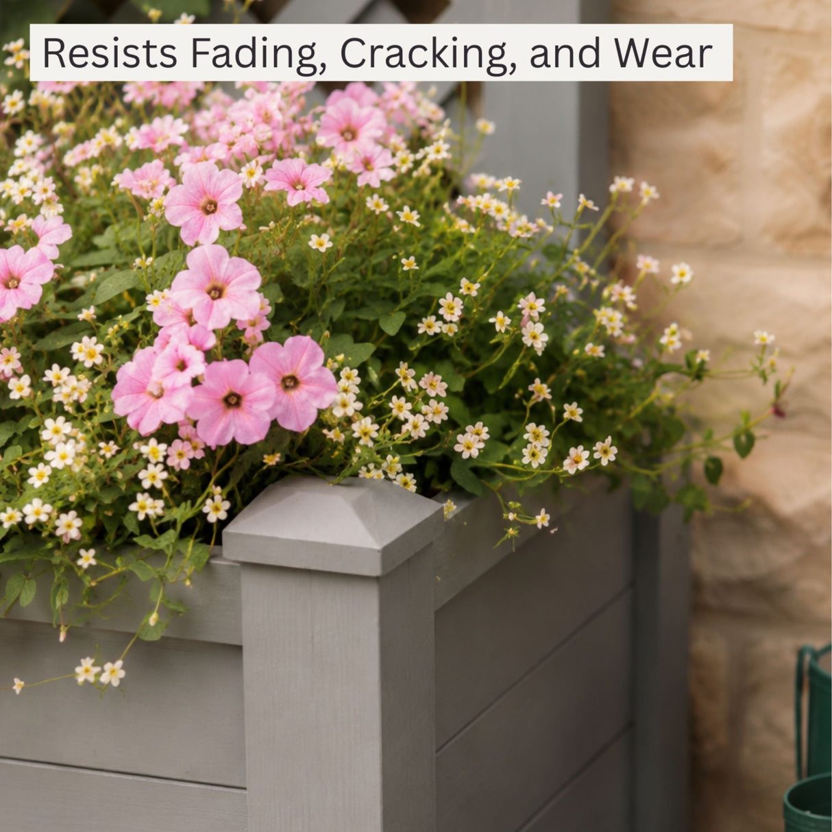 Winawood Large Rectangular Planter with Trellis Stone Grey
