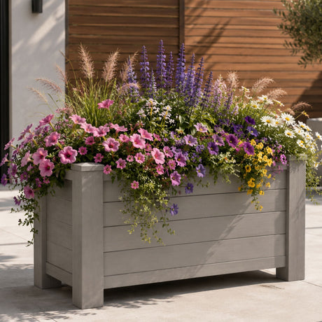 Winawood Large Rectangular Raised Planter - Stone Grey