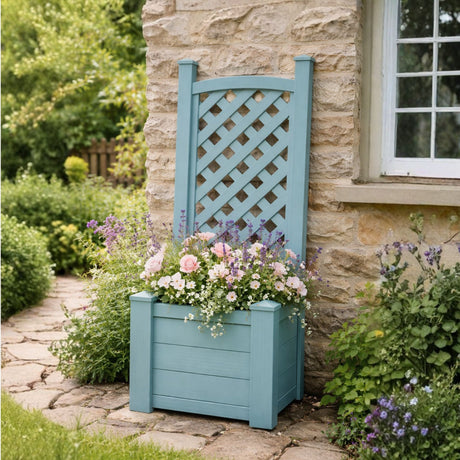 Winawood Square Planter with Trellis - Powder Blue